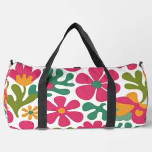 Pink Retro Floral Groovy Seamless Pattern Duffle Bag