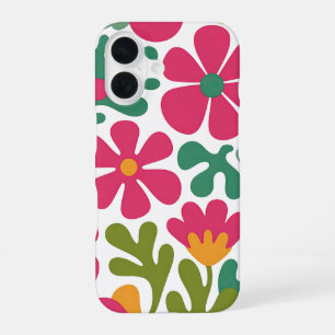 Pink Retro Floral Groovy Seamless Pattern iPhone 16 Case