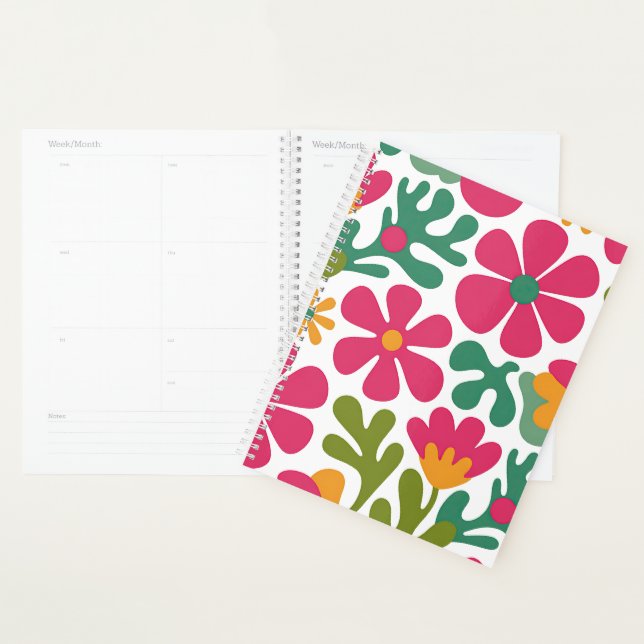 Pink Retro Floral Groovy Seamless Pattern Planner (Display)