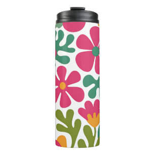 Pink Retro Floral Groovy Seamless Pattern Thermal Tumbler