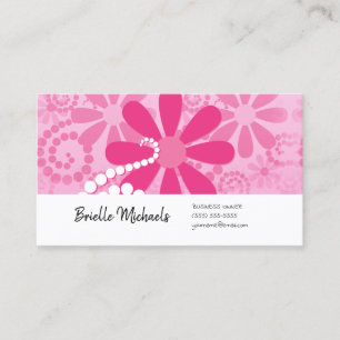 Pink Retro Flower Owner Business Card