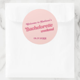 Pink Retro Font Bachelorette Favour Labels