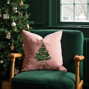 Pink Retro Fun Vintage Farm Fresh Tree Monogram Cushion