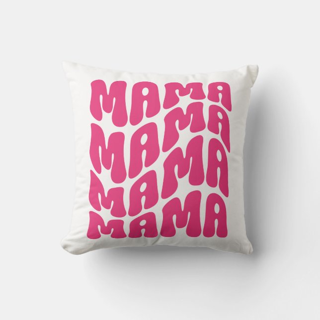 Pink Retro Groovy Cute Mama Mothers Day Mum  Cushion (Front)