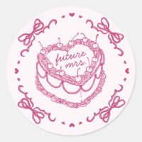 Pink Retro Heart Coquette Cherry Cake BridalShower