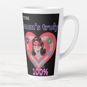 Pink Retro Heart Mum Mother Mummy Mama Vintage Latte Mug