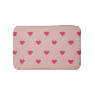 Pink Retro Heart Y2K Pattern With Pink Background Bath Mat