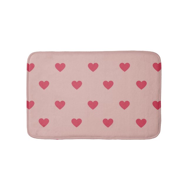 Pink Retro Heart Y2K Pattern With Pink Background Bath Mat (Front)
