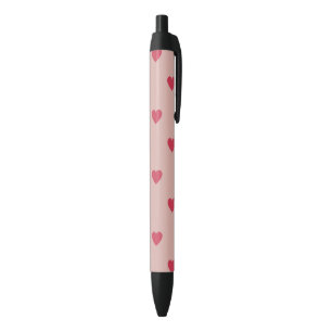 Pink Retro Heart Y2K Pattern With Pink Background Black Ink Pen