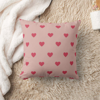 Pink Retro Heart Y2K Pattern With Pink Background Cushion