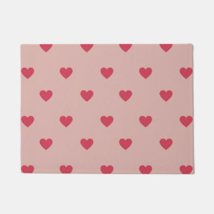 Pink Retro Heart Y2K Pattern With Pink Background Doormat
