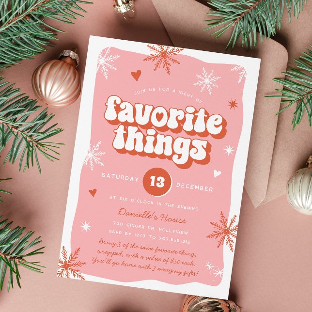 Pink Retro Holiday Favourite Things Party Invitation (Creator Uploaded)