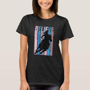 Pink Retro Horse Riding Womens Motivational Inspir T-Shirt