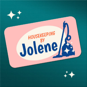 Pink Retro House Cleaning Vacuum Business Card
