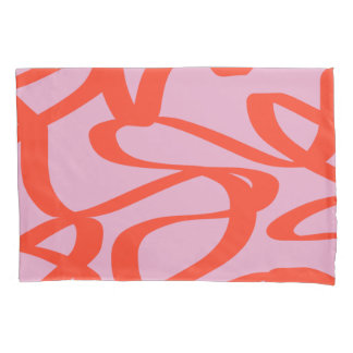 Pink Retro Lines Modern Abstract Brush Shapes Pillowcase