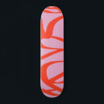 Pink Retro Lines Modern Abstract Brush Shapes Skateboard<br><div class="desc">Modern Abstract Brush Strokes – Pink and Orange / Red.</div>