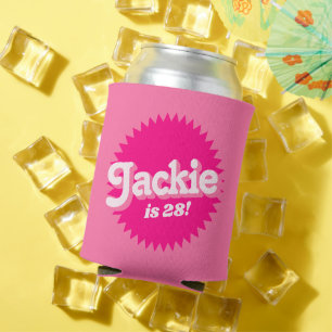 Pink Retro Malibu Seal Birthday Can Cooler