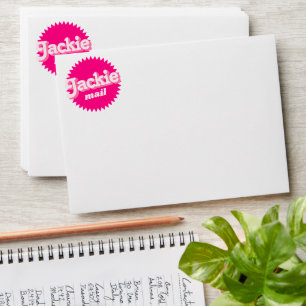 Pink Retro Malibu Seal   Birthday Invitation Envelope