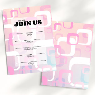 Pink Retro Mid-Century Modern Fill In Invitation