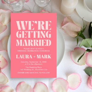 Pink Retro Modern Chic Photo Wedding Invitation