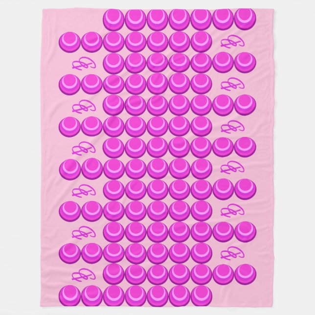 Pink retro pattern in trendy style with monogram fleece blanket (Front)