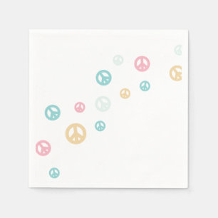 Pink Retro peace sign birthday Napkin