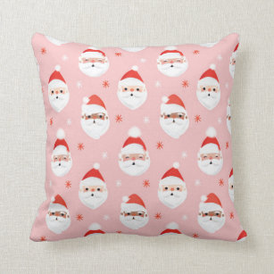 Pink Retro Santa Clause Wrapping Paper Cushion