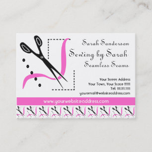 Pink Retro Seamstress Alterations Tailor Business Card