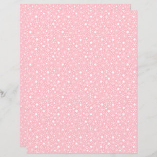 Pink Retro Snowflakes and Stars Scrapbook Paper
