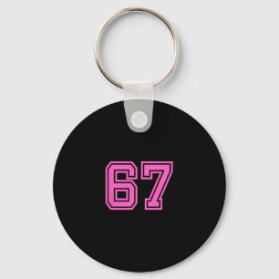 Pink Retro Sports Team Number #67  Key Ring