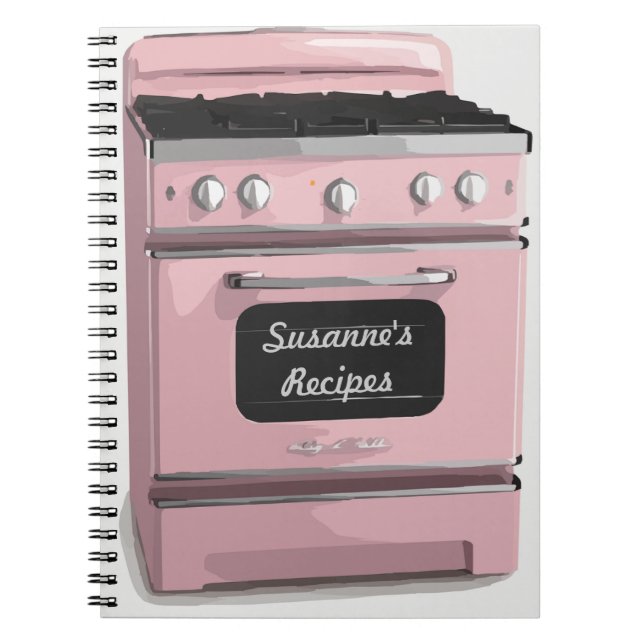 Pink Retro Stove Recipe Book Journal (Front)