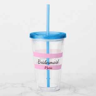 Pink retro stripesadd your name custom bridesmaid acrylic tumbler