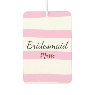 Pink retro stripesadd your name custom bridesmaid car air freshener