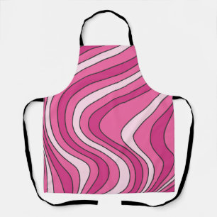 Pink retro style waves apron
