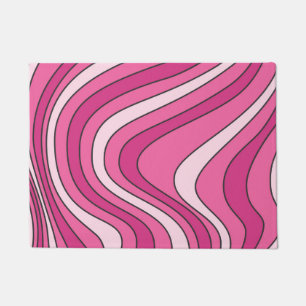 Pink retro style waves doormat