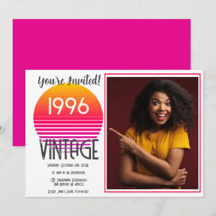 Pink Retro Sun 1996 30th Birthday Holiday Card