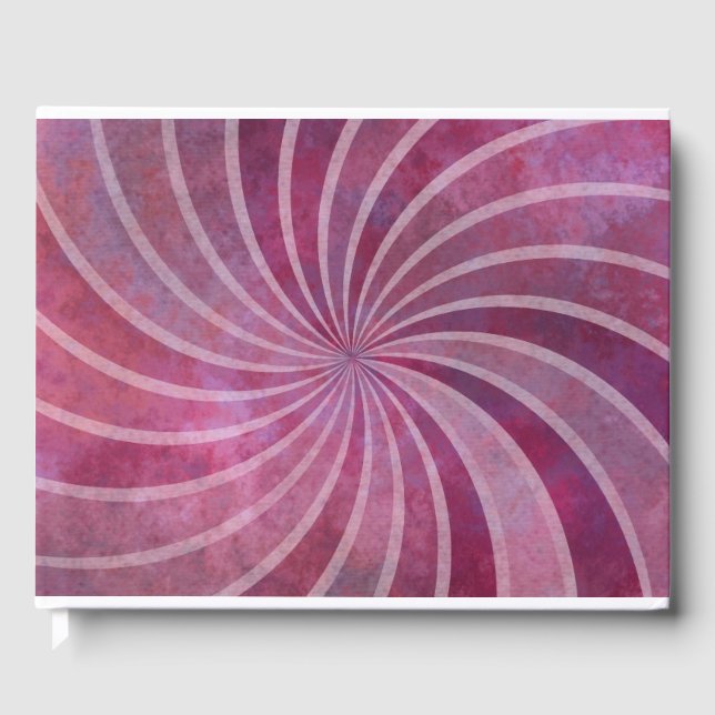 Pink Retro Sunburst Pattern Guest Book (Front)