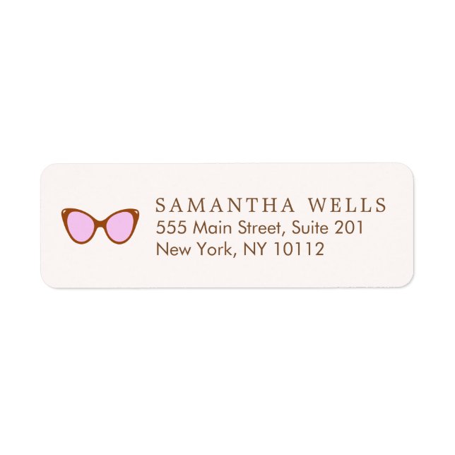  Pink Retro Sunglasses Personalised  Return Address Label (Front)