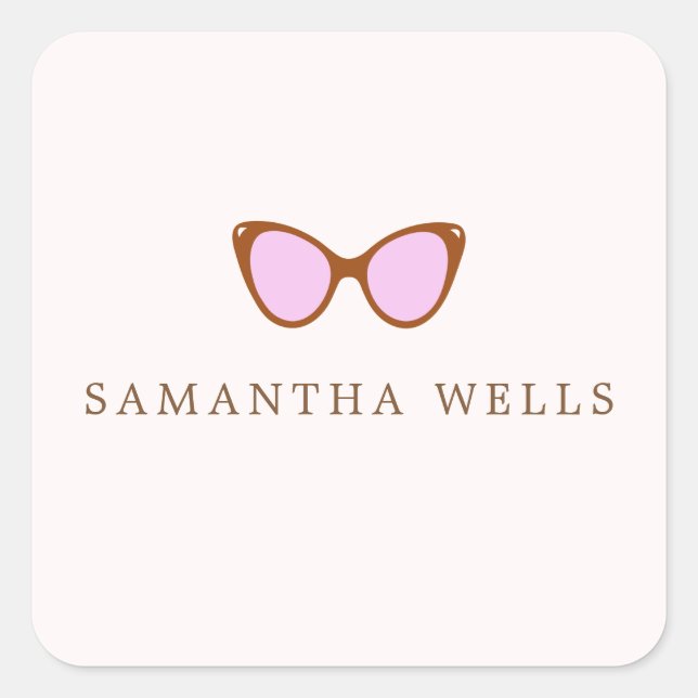  Pink Retro Sunglasses Personalised  Square Sticker (Front)