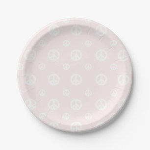 Pink Retro Surf Hippie Peace Sign Birthday Paper Plate