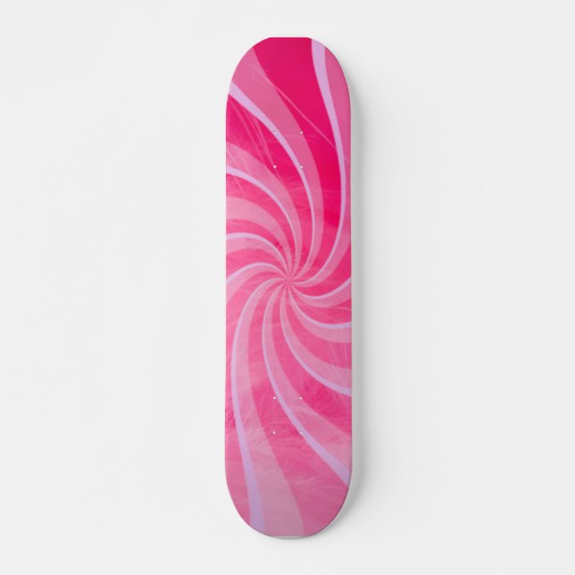 Pink Retro Swirls Skateboard (Front)