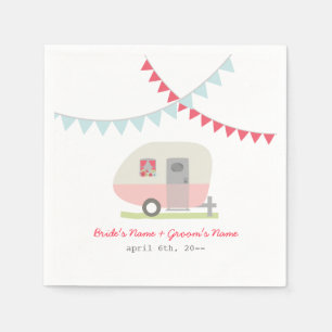 Pink Retro Trailer Wedding Napkins