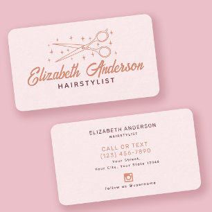 Pink Retro Typography Hairstylist  Business Card