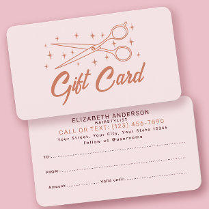 Pink Retro Typography Hairstylist Gift Card