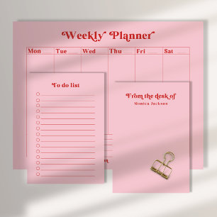 Pink retro vibe to do list, daily priorities list  post-it notes