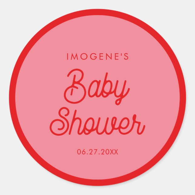 Pink Retro vintage Baby shower envelope seal (Front)