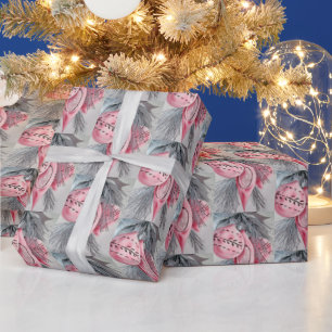 Pink retro Vintage Christmas bulbs party wrap Wrapping Paper