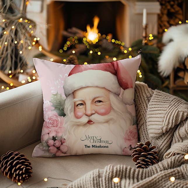 Pink Retro Vintage Christmas Cushion (Creator Uploaded)