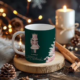 Pink Retro Vintage Christmas Two-Tone Coffee Mug