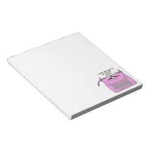 Pink Retro Vintage Typewriter Desktop Customisable Notepad